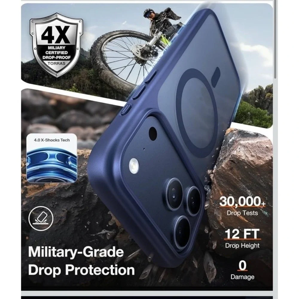 TORRAS Magnetic Shockproof for iPhone 17 Pro‎ Case, Fit for MagSafe- Deep Blue